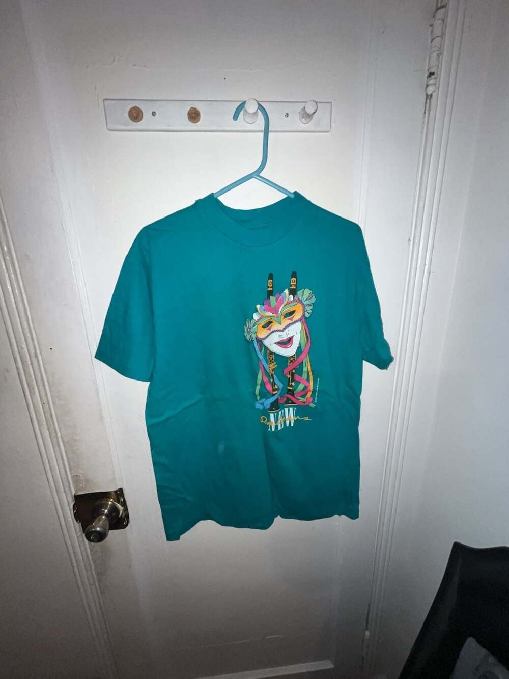 Vintage 1988 New Orleans French Quarter Mardi Gras T-Shirt Teal